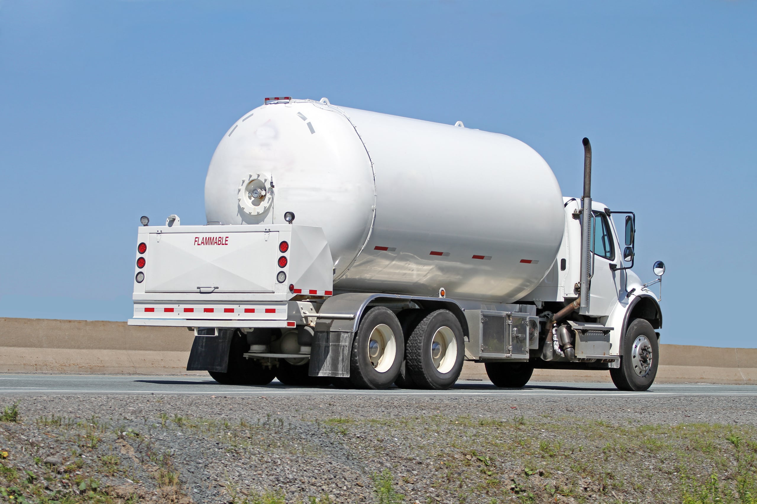 A propane delivery truck on the road